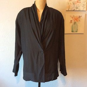 Alexandria Womens VTG Black Lightweight Pleaded Blouse Sz10